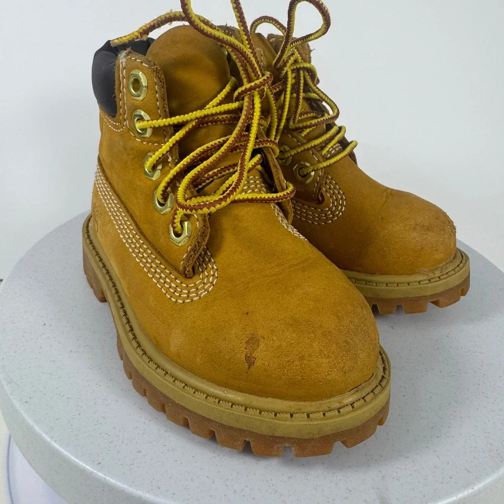 Timberland Premium Waterproof Toddler Boots 6M Wheat Gold Good 12809‎